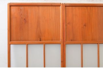 アンティーク建具　レトロな空間作りにおすすめな幅狭ガラス帯戸2枚セット(引き戸、板戸)(R-072537)