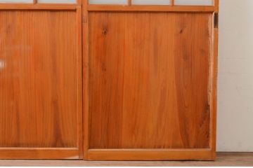 アンティーク建具　レトロな空間作りにおすすめな幅狭ガラス帯戸2枚セット(引き戸、板戸)(R-072537)