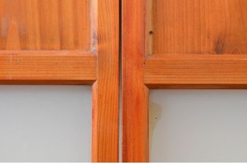 アンティーク建具　レトロな空間作りにおすすめな幅狭ガラス帯戸2枚セット(引き戸、板戸)(R-072537)