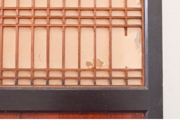 アンティーク建具　和の情緒を演出する障子帯戸4枚セット(引き戸、板戸、障子戸)(R-072538)
