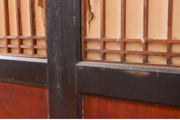 アンティーク建具　和の情緒を演出する障子帯戸4枚セット(引き戸、板戸、障子戸)(R-072538)