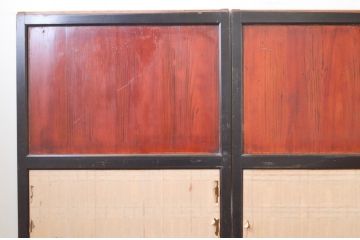 アンティーク建具　和の情緒を演出する障子帯戸4枚セット(引き戸、板戸、障子戸)(R-072538)