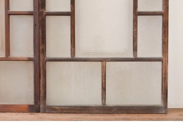 アンティーク建具　大正ロマン　どこか懐かしい雰囲気漂うガラス窓4枚セット(引き戸、ガラス戸)(R-072539)