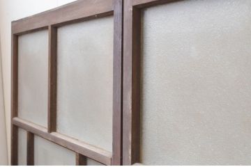アンティーク建具　大正ロマン　どこか懐かしい雰囲気漂うガラス窓4枚セット(引き戸、ガラス戸)(R-072539)