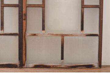 アンティーク建具　大正ロマン　どこか懐かしい雰囲気漂うガラス窓4枚セット(引き戸、ガラス戸)(R-072539)