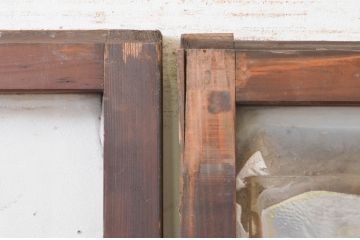 アンティーク建具　大正ロマン　どこか懐かしい雰囲気漂うガラス戸2枚セット(引き戸)(R-072540)