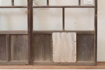 アンティーク建具　大正ロマン　どこか懐かしい雰囲気漂うガラス戸2枚セット(引き戸)(R-072541)