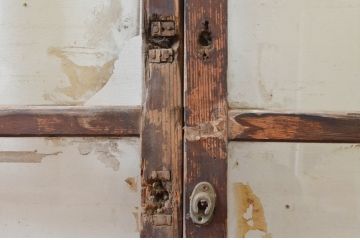 アンティーク建具　大正ロマン　どこか懐かしい雰囲気漂うガラス戸2枚セット(引き戸)(R-072541)