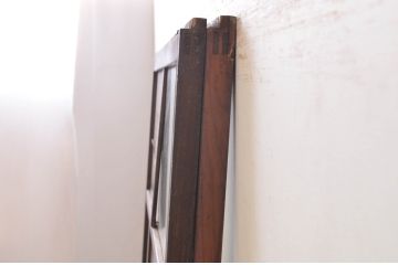 アンティーク建具　大正ロマン　どこか懐かしい雰囲気漂うガラス戸2枚セット(引き戸)(R-072541)