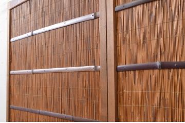 アンティーク建具　情緒あふれる空間づくりにおすすめの御簾戸2枚セット(引き戸、簾戸、簀戸、葭戸、夏障子、夏戸、葦戸)(R-072543)