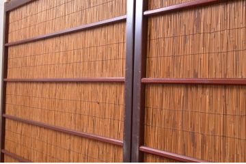 アンティーク建具　情緒あふれる空間づくりにおすすめの御簾戸4枚セット(引き戸、簾戸、簀戸、葭戸、夏障子、夏戸、葦戸)(R-072544)