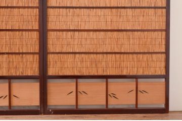 アンティーク建具　情緒あふれる空間づくりにおすすめの御簾戸4枚セット(引き戸、簾戸、簀戸、葭戸、夏障子、夏戸、葦戸)(R-072544)