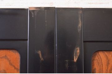 アンティーク建具　高級品!!　石川県産　鏡板欅(ケヤキ)材　バイカラーが目を引く上品なガラス戸4枚セット(引き戸)(R-072546)