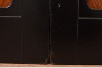 アンティーク建具　高級品!!　石川県産　鏡板欅(ケヤキ)材　バイカラーが目を引く上品なガラス戸4枚セット(引き戸)(R-072548)