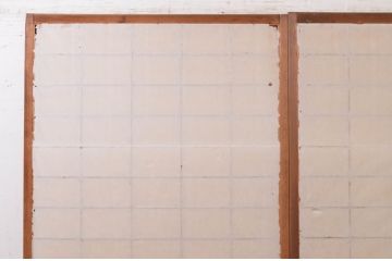 アンティーク建具　レトロな空間を演出する格子入り障子戸2枚セット(引き戸、格子戸、ガラス帯戸)(R-072550)