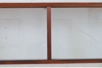 アンティーク建具　レトロな空間を演出する格子入り障子戸2枚セット(引き戸、格子戸、ガラス帯戸)(R-072550)