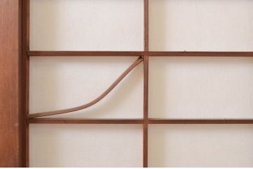 アンティーク建具　レトロな空間を演出する格子入り障子戸2枚セット(引き戸、格子戸、ガラス帯戸)(R-072551)
