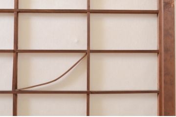 アンティーク建具　レトロな空間を演出する格子入り障子戸2枚セット(引き戸、格子戸、ガラス帯戸)(R-072551)