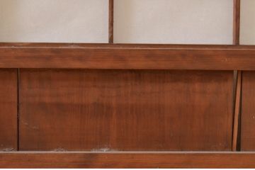 アンティーク建具　レトロな空間を演出する格子入り障子戸2枚セット(引き戸、格子戸、ガラス帯戸)(R-072551)
