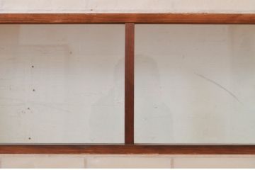 アンティーク建具　レトロな空間を演出する格子入り障子戸2枚セット(引き戸、格子戸、ガラス帯戸)(R-072551)