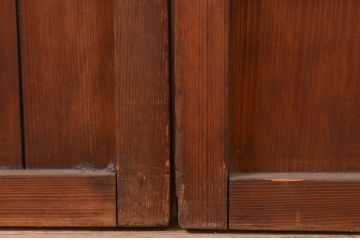 アンティーク建具　レトロな空間を演出する格子入り障子戸2枚セット(引き戸、格子戸、ガラス帯戸)(R-072551)