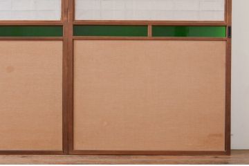 アンティーク建具　古い遊郭から出た希少な色ガラス入り障子戸4枚セット(引き戸、格子戸)(R-072554)