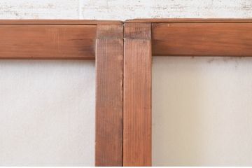アンティーク建具　古い遊郭から出た希少な色ガラス入り障子戸2枚セット(引き戸、格子戸)(R-072555)