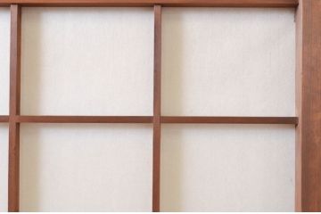 アンティーク建具　古い遊郭から出た希少な色ガラス入り障子戸2枚セット(引き戸、格子戸)(R-072555)