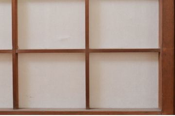 アンティーク建具　古い遊郭から出た希少な色ガラス入り障子戸2枚セット(引き戸、格子戸)(R-072555)
