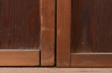 アンティーク建具　古い遊郭から出た希少な色ガラス入り障子戸2枚セット(引き戸、格子戸)(R-072555)
