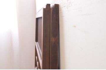 アンティーク建具　風情のある佇まいが魅力的な裏障子付き格子戸2枚セット(引き戸、障子戸、ガラス帯戸)(R-072556)