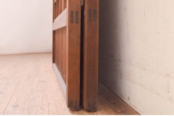 アンティーク建具　風情のある佇まいが魅力的な裏障子付き格子戸2枚セット(引き戸、障子戸、ガラス帯戸)(R-072556)