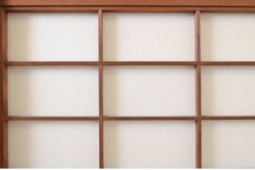 アンティーク建具　レトロな空間を演出する格子入り障子戸2枚セット(引き戸、格子戸、帯戸)(R-072557)