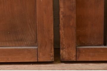 アンティーク建具　レトロな空間を演出する格子入り障子戸2枚セット(引き戸、格子戸、帯戸)(R-072557)
