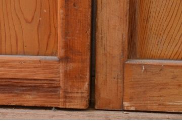 アンティーク建具　ガラスの模様が素敵!レトロな空間づくりにオススメのガラス戸2枚セット(引き戸)(R-072559)