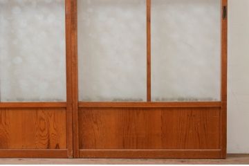 アンティーク建具　ガラスの模様が素敵!レトロな空間づくりにオススメのガラス戸2枚セット(引き戸)(R-072559)