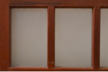 アンティーク建具　レトロ　ダイヤガラス入り　ノスタルジックな雰囲気漂うガラス戸2枚セット(引き戸)(R-072560)