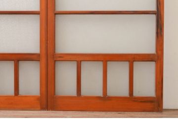アンティーク建具　レトロ　ダイヤガラス入り　ノスタルジックな雰囲気漂うガラス戸2枚セット(引き戸)(R-072560)
