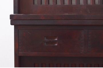 中古　民芸家具　和光　NEW北樹　水屋115K　上質な和の空間を演出する二段重ね水屋箪笥(食器棚、茶箪笥、キャビネット、収納棚、戸棚、店舗什器)(R-072565)