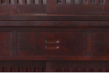 中古　民芸家具　和光　NEW北樹　水屋115K　上質な和の空間を演出する二段重ね水屋箪笥(食器棚、茶箪笥、キャビネット、収納棚、戸棚、店舗什器)(R-072565)