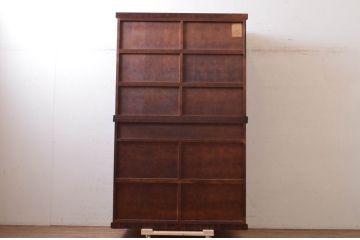 中古　民芸家具　和光　NEW北樹　水屋115K　上質な和の空間を演出する二段重ね水屋箪笥(食器棚、茶箪笥、キャビネット、収納棚、戸棚、店舗什器)(R-072565)