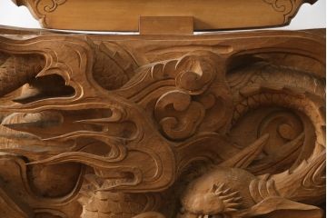 和製ビンテージ　総欅(ケヤキ)材　迫力ある龍の彫刻が素晴らしい!!置いてあるだけで目を惹く衝立(つい立て、衝い立て、仕切り、ヴィンテージ)(定価約440万円)(R-072570)