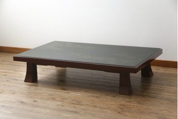 中古　美品!!　輪島塗り　玉水刻　上品な佇まいが魅力的のガラス天板付き座卓(ローテーブル、センターテーブル、リビングテーブル)(R-072571)