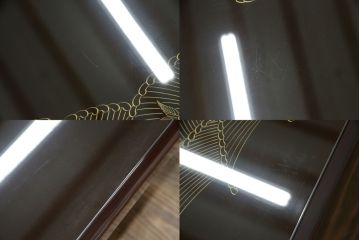 中古　美品!!　輪島塗り　玉水刻　上品な佇まいが魅力的のガラス天板付き座卓(ローテーブル、センターテーブル、リビングテーブル)(R-072571)
