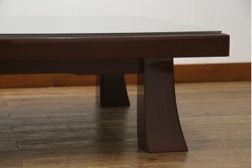 中古　美品!!　輪島塗り　玉水刻　上品な佇まいが魅力的のガラス天板付き座卓(ローテーブル、センターテーブル、リビングテーブル)(R-072571)