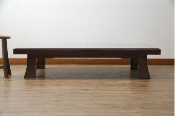 中古　美品!!　輪島塗り　玉水刻　上品な佇まいが魅力的のガラス天板付き座卓(ローテーブル、センターテーブル、リビングテーブル)(R-072571)