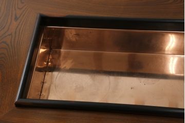 和製ビンテージ　特大　重厚　総欅(ケヤキ)材　ぶ厚い天板の囲炉裏ローテーブル(座卓、木製火鉢、長火鉢、ダイニングテーブル、6人掛け、食卓、センターテーブル、ヴィンテージ)(R-072572)