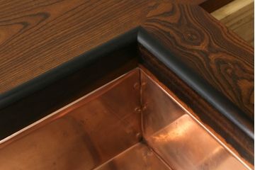 和製ビンテージ　特大　重厚　総欅(ケヤキ)材　ぶ厚い天板の囲炉裏ローテーブル(座卓、木製火鉢、長火鉢、ダイニングテーブル、6人掛け、食卓、センターテーブル、ヴィンテージ)(R-072572)