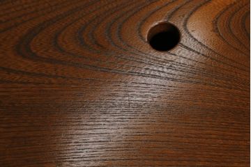 和製ビンテージ　特大　重厚　総欅(ケヤキ)材　ぶ厚い天板の囲炉裏ローテーブル(座卓、木製火鉢、長火鉢、ダイニングテーブル、6人掛け、食卓、センターテーブル、ヴィンテージ)(R-072572)