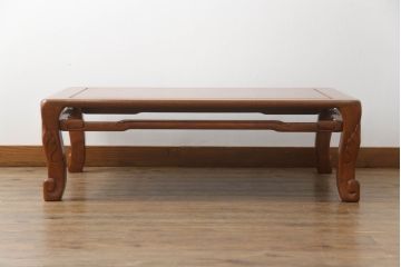 中古　指物工芸家具　井上昇山作　花梨(カリン)材　漆塗り　艶のある上質な風合いが高級感を演出する座卓(ローテーブル、センターテーブル)(R-072577)